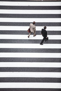 High angle view of zebra crossing