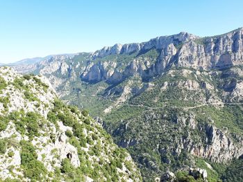 Scenic view of mountains against clear sky