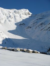 Scenic view of snowcapped mountain against sky