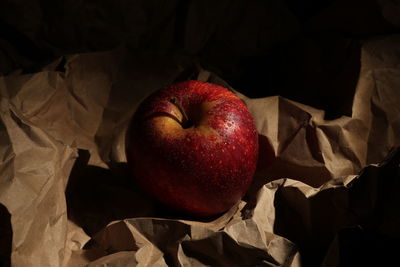 High angle view of apples on table