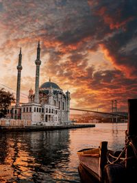 Ortakoy istanbul landscape beautiful sunset with clouds ortakoy mosque and bosphorus bridge istanbul 