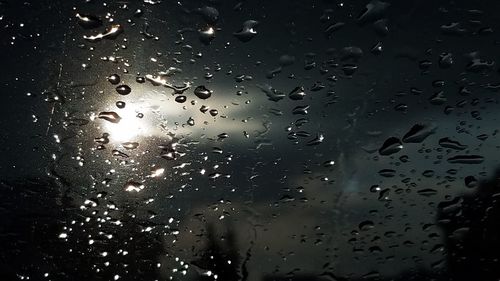 Full frame shot of raindrops on glass window