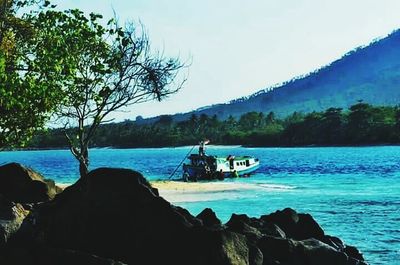 Boats in calm sea