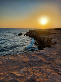 Scenic view of sea against sky during sunset