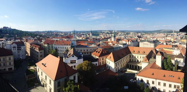 High angle view of cityscape against sky