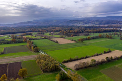 Scenic view of agricultural landscape against sky