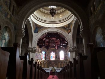 Low angle view of building interior