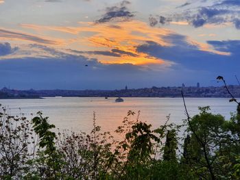 Scenic view of sea against sky during sunset