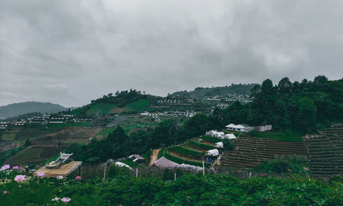 High angle view of townscape against sky