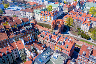 Morning autumn view of the ramparts warsaw's old town