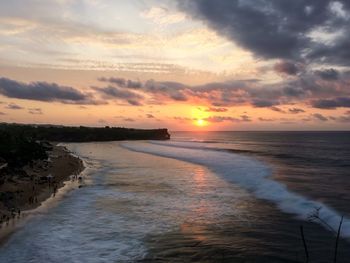 Scenic view of sea at sunset