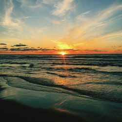 Scenic view of beach during sunset