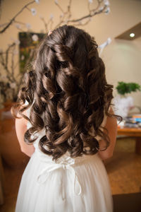 Rear view of bride with long hair