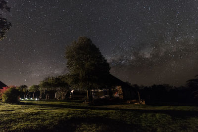 Scenic view of field against sky at night