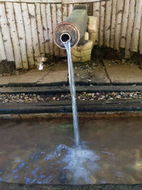 Water fountain against wall
