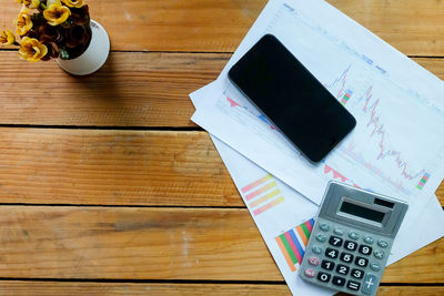 High angle view of laptop on table