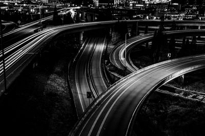 High angle view of elevated road at night