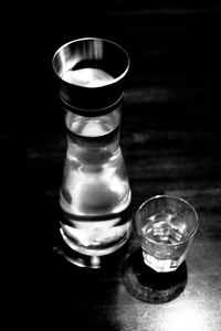 Close-up of water in glass on table