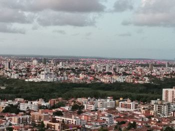 High angle view of townscape against sky