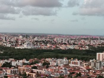 High angle view of townscape against sky