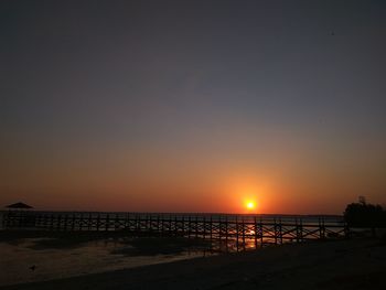 Scenic view of sea against clear sky during sunset