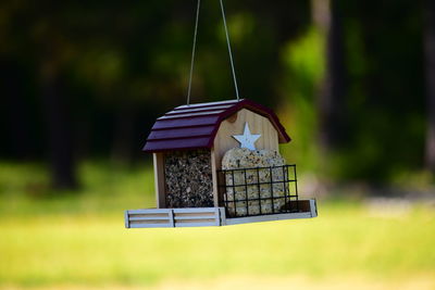 Close-up of bird feeder