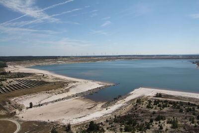 High angle view of beach against sky