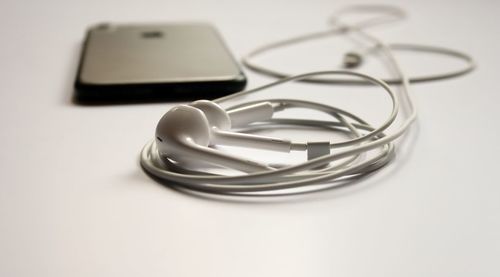 Close-up of laptop on table