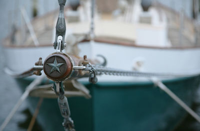 Close-up of star shape on sailboat