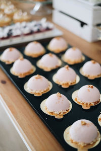 High angle view of cake on table