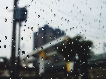 Close-up of water drops on glass