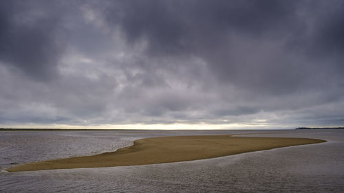 Seascape views of broody skies from portmerion in north wales, uk