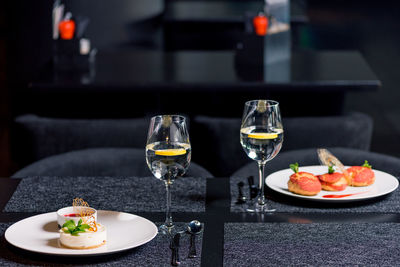 Close-up of place setting on table