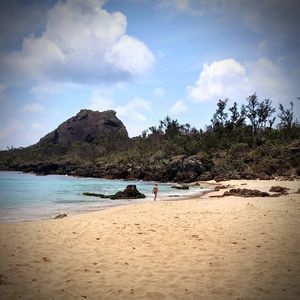 Scenic view of beach against sky