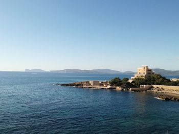 Scenic view of sea against clear sky