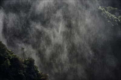 Scenic view of waterfall against sky