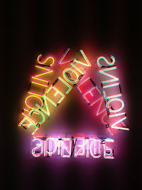 Low angle view of illuminated lights at night