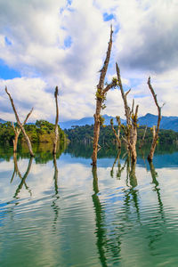 Scenic view of lake against sky