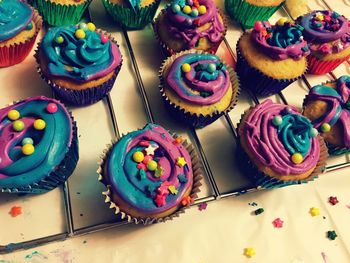 Close-up of cupcakes on table