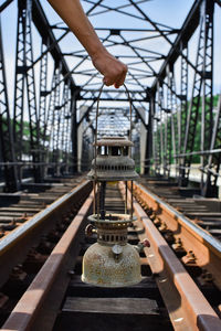 Old lamp on the train way.