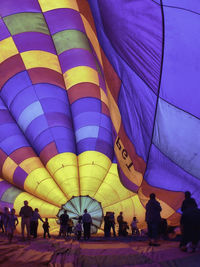 Low angle view of hot air balloons
