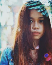 Close-up portrait of beautiful young woman