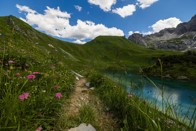 Scenic view of mountains against sky