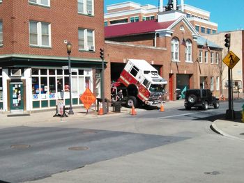 Road with buildings in background