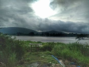 Scenic view of lake against sky