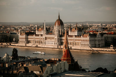 High angle view of buildings at waterfront