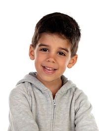 Portrait of smiling boy against white background