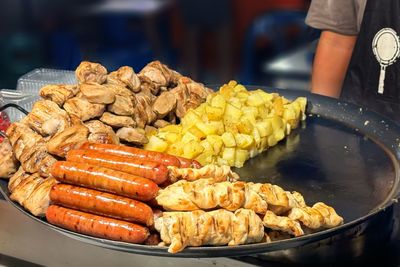 Close-up of seafood on barbecue grill