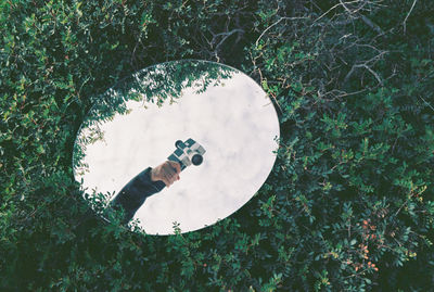 Low angle view of man standing on field