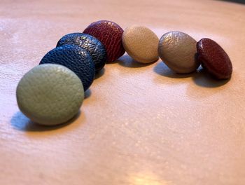 High angle view of eggs on table